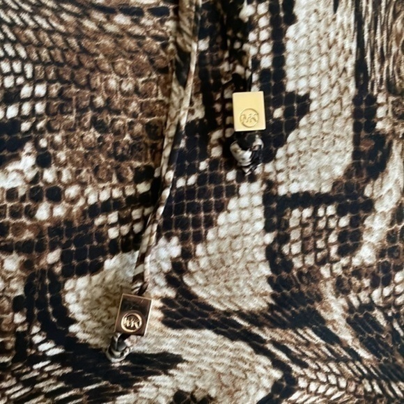 NWT Michael Kors Dress snake print gold logo embossed tie waist belt animal - Picture 9 of 16